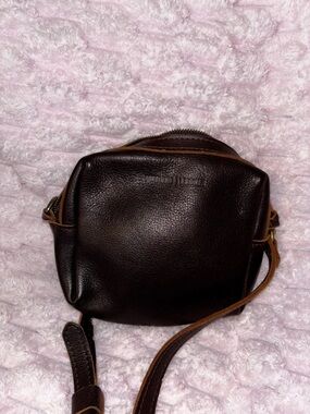 Portland Leather Dark Brown Pebbled Leather Crossbody